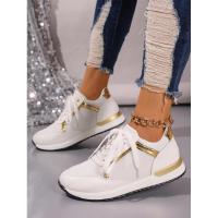Zapatillas de deporte para mujer, nuevas y cómodas zapatillas deportivas con plataforma de cuero parcheado para correr al aire libre, informales, cómodas y a la moda - details 7