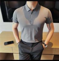 Polo de manga corta bordado de malla transpirable de verano para hombre, camiseta informal de negocios con solapa y media cremallera, - details 44
