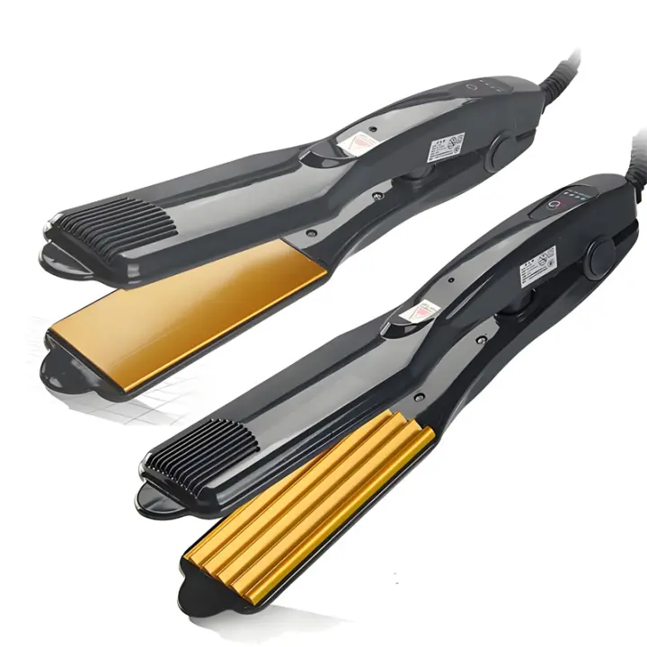 Plancha de pelo de hierro con ondas planas y de maíz, herramienta de estilismo para alisar el cabello eléctrico rápido profesional - 1
