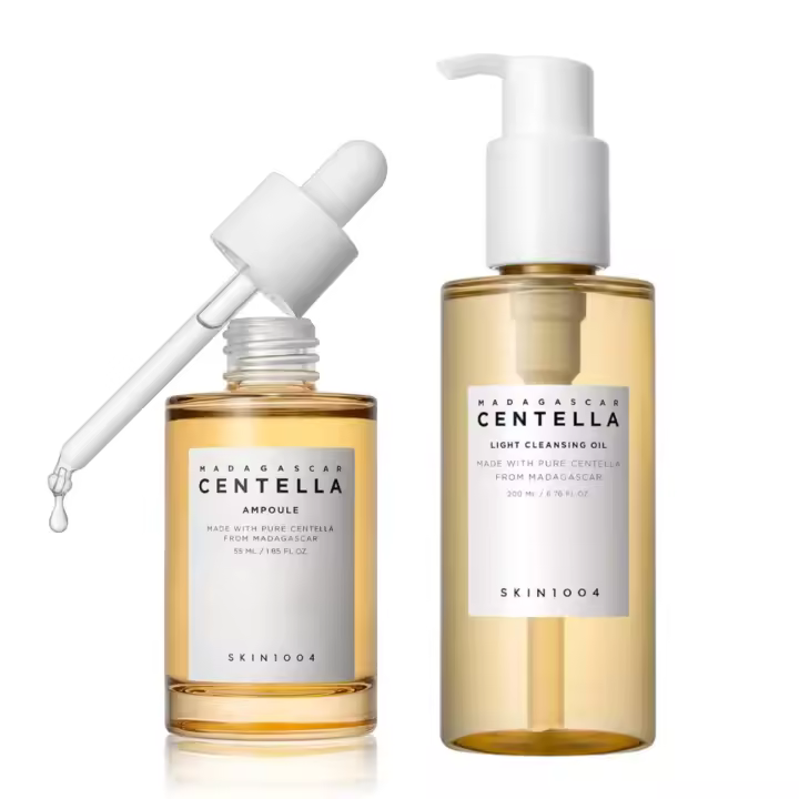 SKIN1004 Paquete de ampolla de centella de Madagascar de 55 ml y aceite de limpieza ligero de 200 ml - 1