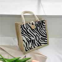 Bolso de niña tejido nuevo bolso, bolso bento simple a rayas 2025 nuevo bolso pequeño de lino - details 4