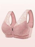 Conjunto de 3 Sujetadores Tipo Tank con Cremallera Frontal de Talla Grande, Sujetadores de Moda para Mujer sin Anillo de Acero, Sujetador Suave con Patrón de Comodidad y Efecto Push Up, Set de 3 Piezas - details 2