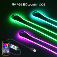 Tira de Luces LED RGB, cinta de diodo Flexible, DC5V, COB, USB, Bluetooth, Control por aplicación, 180LED/m, 5MM, PCB, retroiluminación de TV - details 7