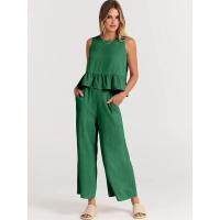 Conjunto casual de verano para mujer, top sin mangas plisado y pantalones cortos de pierna ancha - details 26