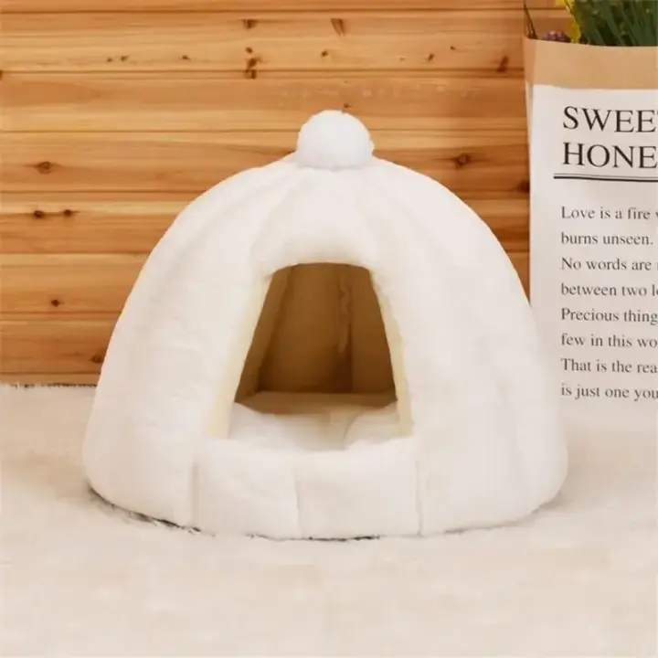 Cama Suave para Mascotas Calientes de Invierno Nido de Kennel Extraíble para Perros y Gatos - 1