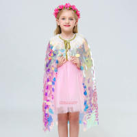 Chal de lentejuelas Multicolor con purpurina para niñas, capa brillante, capa de princesa de hadas, fiesta de Navidad, ropa de Halloween para niños, moda - details 2
