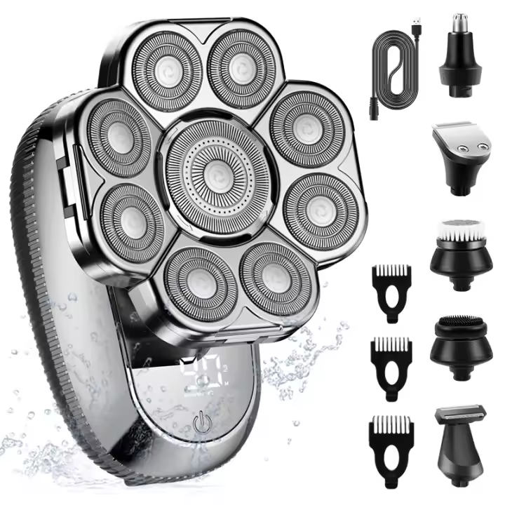 Maquinilla de Afeitar Doméstica Impermeable Corte de Pelo de 6 en 1 Multifuncional Eléctrica para Hombres Juego de Pelo de Nariz - 1