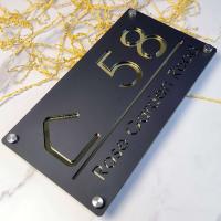 Placa de señal de número de casa acrílica cortada con láser, espejo Gery mate personalizado, nombre de dirección, señales para exteriores, placa de pared - details 0