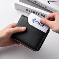 Cartera corta clásica de alta calidad para hombre, billeteras plegables ultrafinas de cuero Pu para hombre, billeteras de negocios de Color sólido con bolsillo para monedas y tarjetas de crédito - details 11