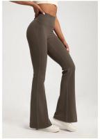 Pantalones desnudos de cintura alta para mujer, pantalones elásticos con parte inferior acampanada para ejercicio físico, informales, para correr al aire libre, Yoga - details 0