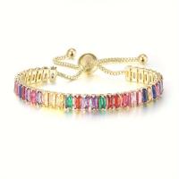 Pulsera de Tenis de Zirconia Multicolor con Plato de Cristal Ajustable - details 1