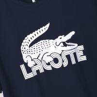 Camiseta Deportiva de Algodón Puro para Hombres Cuello Redondo, Estampado de Logotipo Delantero, Estilo Básico Casual para el Verano - details 6