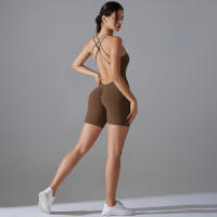 Hamidou-Conjunto de Yoga con espalda descubierta para mujer, Body de Fitness de alta elasticidad, ropa de gimnasio deportiva, Top corto de Fitness, Shockpro - details 4