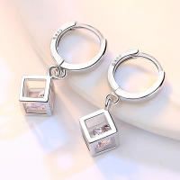 Andara Pendientes de Plata Esterlina  con Cristal de Zirconia Diseño de Cubo de Rubik's Amor Dulce para Mujeres Joyería Fina - details 3