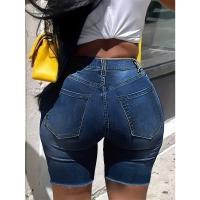 Shorts vaqueros ajustados de cintura alta con rotos para mujer - details 2