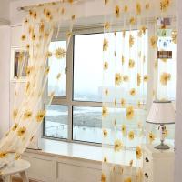 Cortina de tul con patrón de girasol para decoración del hogar, persiana para ventana, balcón y habitación, 1 unidad - details 1