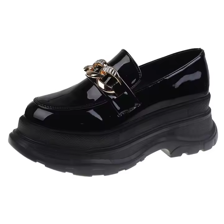 Zapatos de plataforma para mujer, mocasines de piel con cuña, informales, de diseñador, para fiesta, Primavera - 1