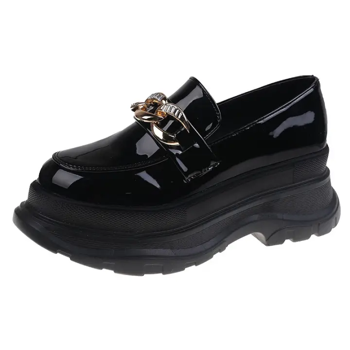 Zapatos de plataforma para mujer, mocasines de piel con cuña, informales, de diseñador, para fiesta, Primavera - 1