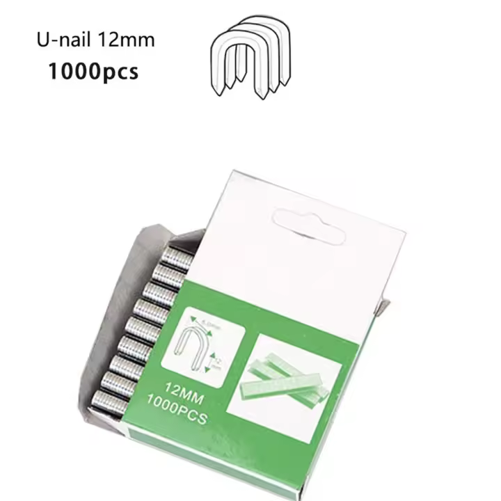 Herramientas Grapas Uñas 1000 Uds 12mm/8mm/10mm Brad Nails DIY puerta clavo embalaje del hogar plata en forma de T forma de U - 1