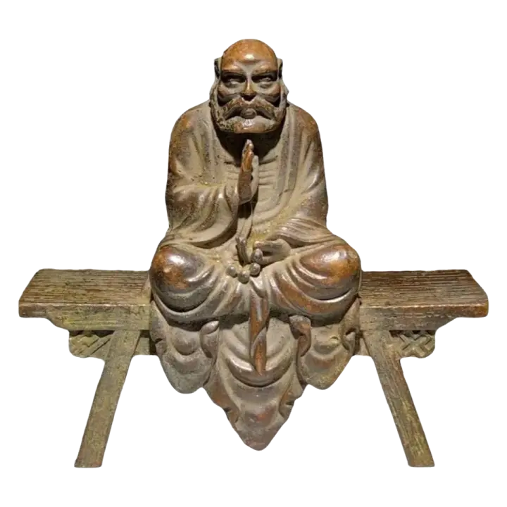Estatua artesanal de cobre y latón chino Damo Bodhidharma Dharma Buddhas - 1
