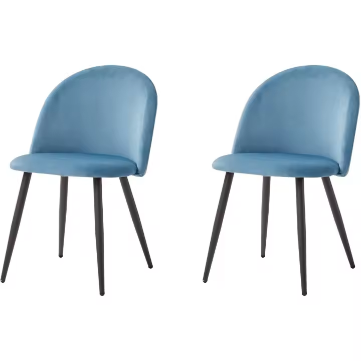 Sillas de comedor tapizadas laterales con respaldo de asiento de terciopelo suave y patas de metal ajustables, verde, juego de 4 - 1