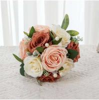 Ramo de flores artificiales de boda rosa y blanco hecho a mano para decoración de novia de San Valentín decoración de rosas al por mayor - details 8