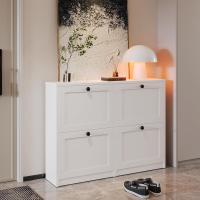 4 Puertas Entrada Recibidor, 105 x 24 x 80 cm (Largo x Ancho x Alto), Madera, para Entrada Estrecha, Pasillo (Blanco) - details 2