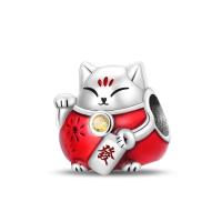 Abalorios de Danza de León y Gato de Sello de Plata Esterlina S925 100% Auténticos para Pulsera DIY de 3mm Joyería de Moda para Mujeres Regalo con Piedra de Zirconia - details 5