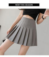Falda plisada blanca para mujer de cintura alta, cierre de cremallera, estilo preppy, moda estudiantil, danzas en negro - details 16