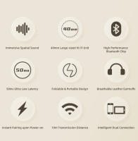 Auriculares HIFI con Bluetooth 5,3, dispositivo de audio montado en la cabeza, con cable de 3,5mm, tarjeta enchufable plegable, de baja latencia, adecuado para juegos, música, viajes y aprendizaje - details 1