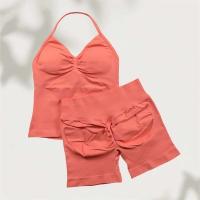 Conjunto de Yoga sin Costuras para Mujer Tanga Largas con Cordones Ropa de Gimnasio de Verano - details 15
