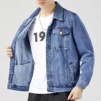 Chaqueta de Denim Casual para Hombres Ajuste Grande, Algodón, Negro y Azul, Abrigo Exterior de Moda - details 6