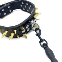 Collar de cuero con tachuelas para perro, correa de cuero adecuada para perros grandes, antimordeduras - details 16