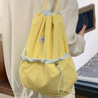 Mochilas con cordón de estilo coreano, diseño de nicho de Color en contraste, bolso de nailon suave ligero, bolso de hombro de gran capacidad de Color sólido - details 16