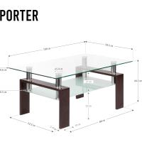 Mesa Moderna de Centro con Tapa de Cristal Transparente y Base de Metal Negro (100x60 cm) - details 19