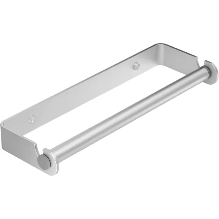 Soporte de Toallas de Papel para Cocina o Baño Montaje Adhesivo o de Perforación Paquete de 2 Plata - 1
