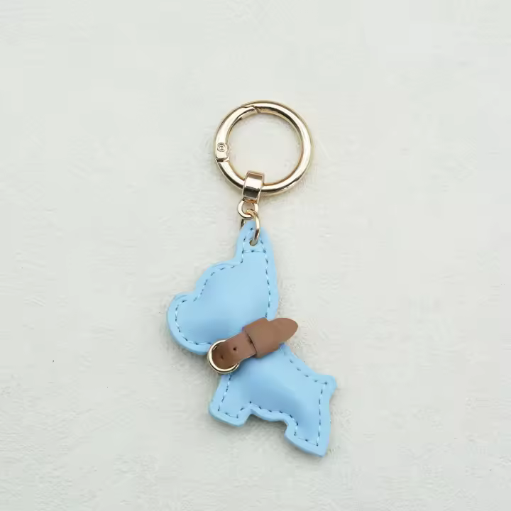 Llavero bonito de Bulldog Francés, colgador de perro de cuero PU con forma de perro, colgante de bolso de Bulldog de dibujos animados a la moda, coche para hombre - 1