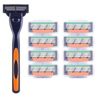 Maquinilla de afeitar manual Waysh de acero inoxidable con cuchillas de cuatro capas que incluye 1 soporte y 8 cuchillas, unisex - details 7