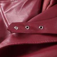 Chaqueta de Cuero Casual para Mujer Manga Larga, Pecho Ancho, Cinturón, Moda Otoño 2024 - details 3