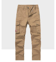 Pantalones cargo de algodón grueso con bolsillos para hombre, rectos, informales, - details 2