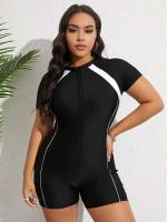 Bikini de gran tamaño para mujer 2024, traje de baño de una pieza de manga corta para mujer, Monokini, ropa de playa - details 3