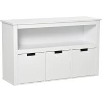 Aparador de Salón con 3 Cajones Extraíbles y Estantes Abiertos para Libros Juguetes Armario Auxiliar de Almacenamiento para Dormitorio Cocina 102x33x61,5 cm Blanco - details 0