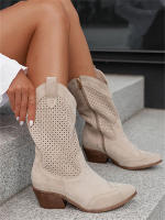 Nuevo producto botines de mujer de gamuza quemada con tacón medio y caña baja estilo marina - details 3
