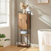 Mueble auxiliar de baño con 4 compartimentos, 2 cajones, armario midi con puerta, mueble bajo para dormitorio, aglomerado, tirador de metal. - details 7