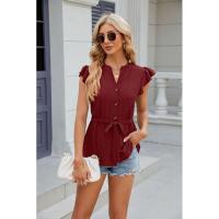 Camiseta holgada vintage para mujer con cuello en V sin mangas moda coreana botones de color sólido - details 21