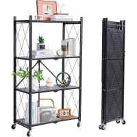 Estantería Plegable de Metal Negro 4 Niveles Carga Pesada Ideal para Cocina, Oficina, Garaje - details 0