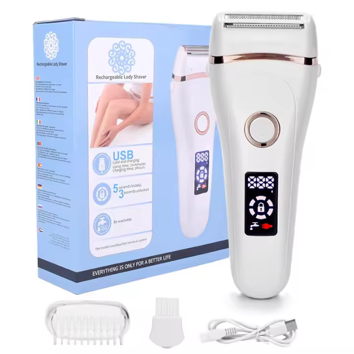Depiladora eléctrica indolora recargable por USB para mujer, máquina de afeitar portátil, recortadora de pelo, LCD - 1