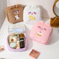 Bolso De Maquillaje Grande De Peluche Invierno Dibujos Animados Para Niñas Bolsa De Cosméticos Portátil Con Orejas De Conejo Bolsa De Lavado Y Estuche De Lápices - details 2