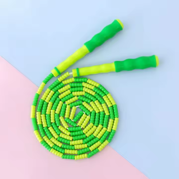 Cuerda de saltar para Fitness, longitud ajustable, segmentada, señalable sin nudos, cuenta suave para saltar, protección del medio ambiente - 1