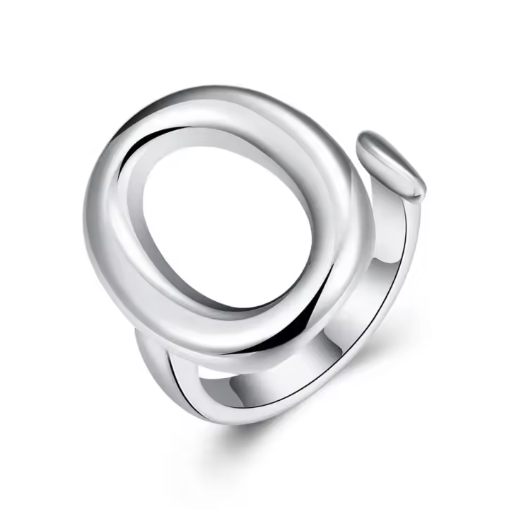 Andara Anillo de Plata Esterlina  Forma O Abierta Ajustable Ideal para Bodas y Banquetes de Damas - 1